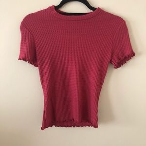 Burgundy ruffled sleeve top